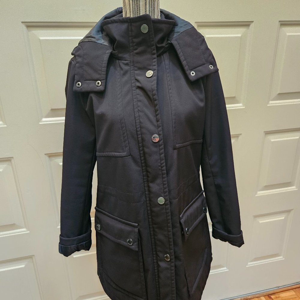 Kenneth Cole New York Black Hooded Coat, Size M